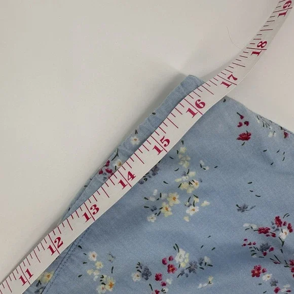 OshKosh Floral Midi Skirt Women's‎ Size 12 Blue 100% Cotton Drawstring Pleated - Picture 11 of 12